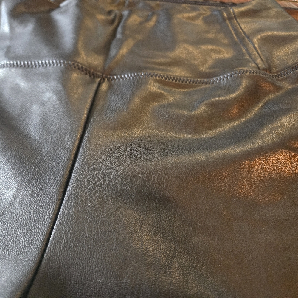 7 For All Mankind Medium Black Faux Leather High Waist Versatile Ankle Leggings - Picture 8 of 8